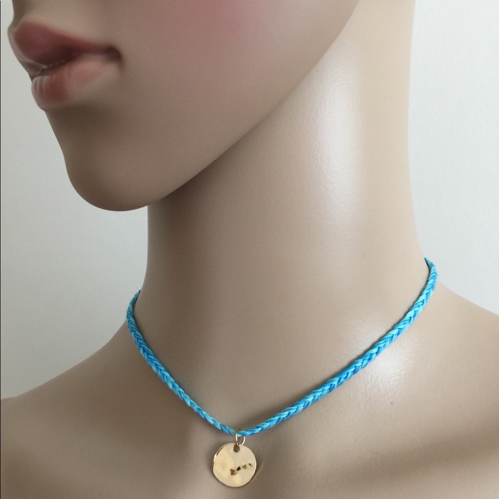Blue choker necklace
